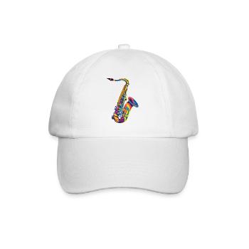 Neon-Saxophon Pop Art - Baseballkappe - Weiß/Weiß - Vorne