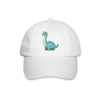 Fröhlicher Cartoon-Dino für Kinder - Baseballkappe - Weiß/Weiß - Vorne