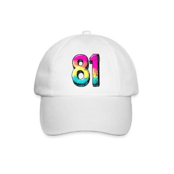 81 Zahl Bunt - Baseballkappe - Weiß/Weiß - Vorne
