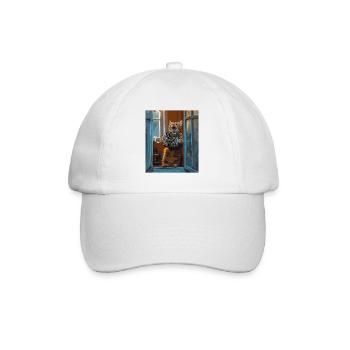 Window cat with accordion - Baseball Cap - white/white - Front