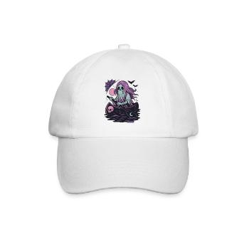 Fantôme dans le bateau avec la lune et la chauve-souris - Casquette classique - blanc/blanc - Devant