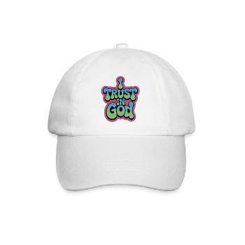 I Trust In God - Glaube Design - Baseballkappe - Weiß/Weiß - Vorne