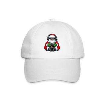 Père Noël joueur jouant à la manette de jeu vidéo - Casquette classique - blanc/blanc - Devant