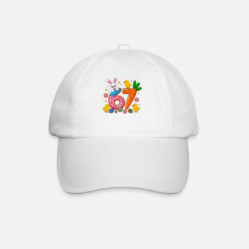 67 Six Seven Cute Bunny Rabbit Easter Day - Baseball Cap - white/white