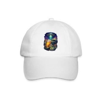 Alien Drinking Beer UFO - Baseball Cap - white/white - Front
