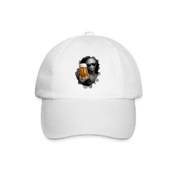 Alien Drinking Beer Looking Out Of Shirt - Baseball Cap - white/white - Front