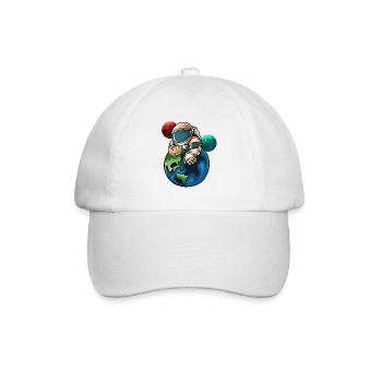 Astronaut umarmt Erde - Baseballkappe - Weiß/Weiß - Vorne