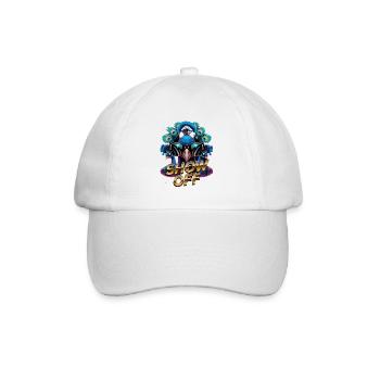 Show Off Peacock With Sunglasses Colorful Cool Peacock - Baseball Cap - white/white - Front