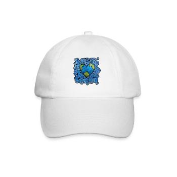 Earth Heart in Blue Floral Orbit - Baseball Cap - white/white - Front