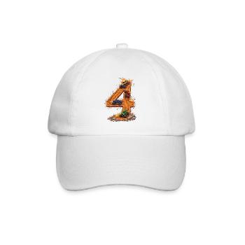 4th Birthday, 4 Year Old Boy, Monster Truck - Baseball Cap - white/white - Front