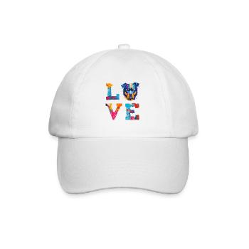 Rottweiler LOVE Dog Pop Art Colourful Portrait - Baseball Cap - white/white - Front