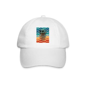 Beach jellyfish with sunglasses - Baseball Cap - white/white - Front