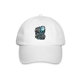THREE Wild Raccoons with Moon Wildlife Designs - Baseball Cap - white/white - Front