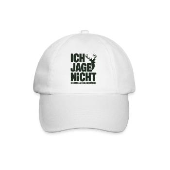 Jagd T-Shirt – Jäger Spruch mit Hirsch - Baseballkappe - Weiß/Weiß - Vorne