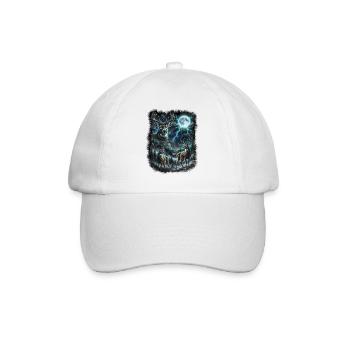 DREI Wilde Hirsche mit Mond Wildlife-Designs - Baseballkappe - Weiß/Weiß - Vorne
