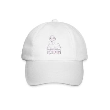 Bücherwurm Silhouette Minimalistisch Nerd - Baseballkappe - Weiß/Weiß - Vorne