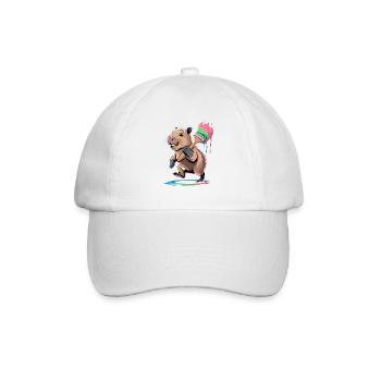 Funny Capybara with Colorful Brush Paint Blobs - Baseball Cap - white/white - Front