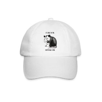 Its Fine Im Fine Coffee Opossum Humor - Baseball Cap - white/white - Front