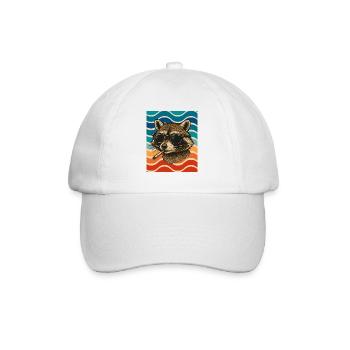 Raccoon with sunglasses Surfwelten - Baseball Cap - white/white - Front