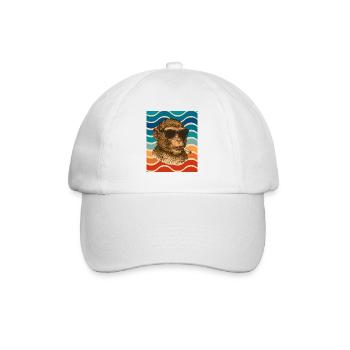 Sunglasses monkey in retro wave pattern - Baseball Cap - white/white - Front