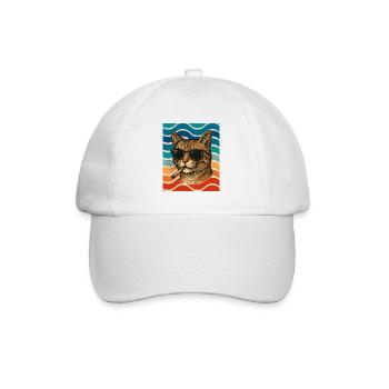 Katzen-Sommer mit Sonnenbrille - Baseballkappe - Weiß/Weiß - Vorne