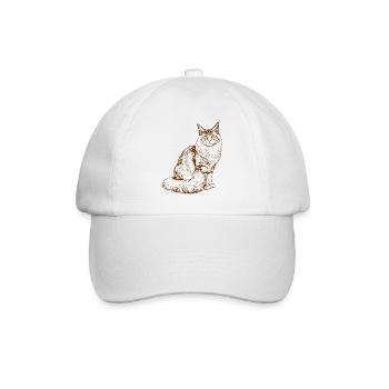 Majestic MaineCoon Minimalist Brown color Drawing - Baseball Cap - white/white - Front