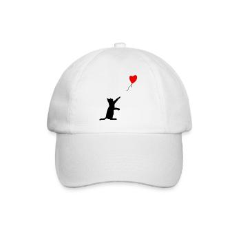 Black Cat and Red Heart, Cat Balloon, Street Art - Baseball Cap - white/white - Front