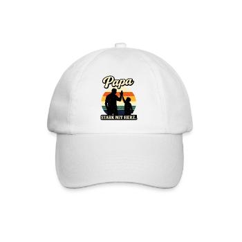 Papa Stark mit Herz Vater Kind Retro Motiv - Baseballkappe - Weiß/Weiß - Vorne