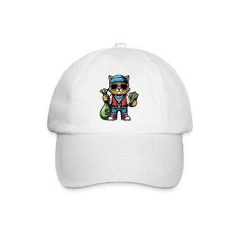 Cat loves money and sunglasses - Baseball Cap - white/white - Front