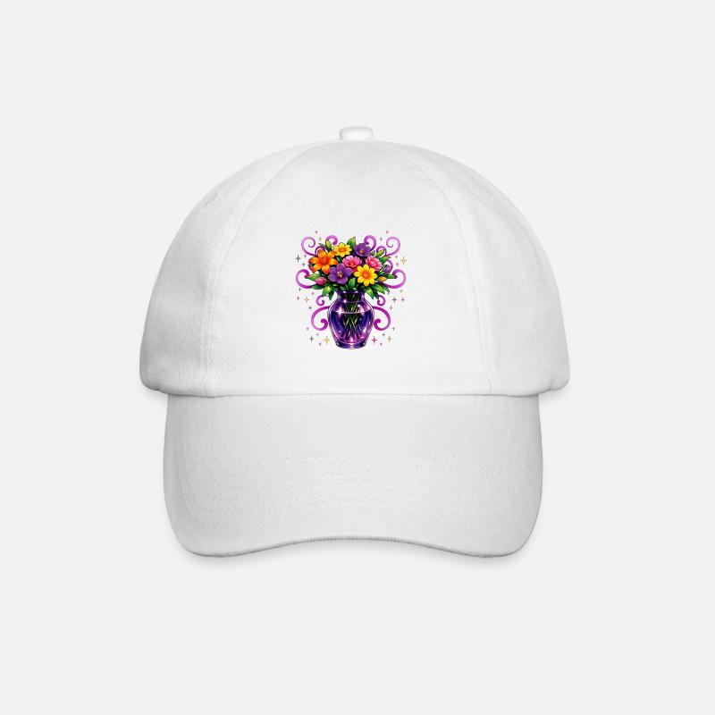 Beltane Blessings May Day Mystical Flower - Baseball Cap - white/white