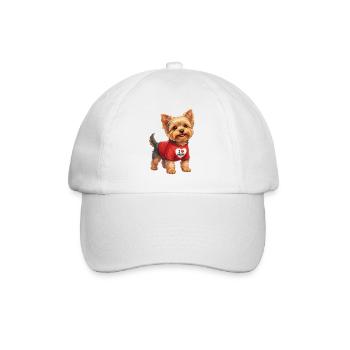 Yorkshire Terrier I Love Mom Cartoon - Baseballkappe - Weiß/Weiß - Vorne