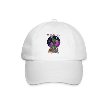 Alien Eating Ramen Retro Space Shirt - Baseball Cap - white/white - Front