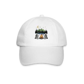 Skeleton Campfire Night Marshmallow Camping Camp - Baseball Cap - white/white - Front