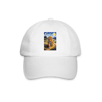 Tiger in the Starry Night Forest - Baseball Cap - white/white - Front