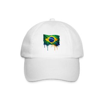 Brasilien-Flagge in bunten Farben - Baseballkappe - Weiß/Weiß - Vorne