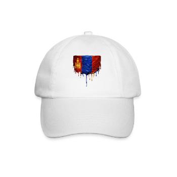 Mongolia Flag Drop - Baseball Cap - white/white - Front
