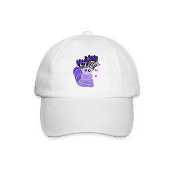 Lavender Friend the Worm Funny for Kids - Baseball Cap - white/white - Front