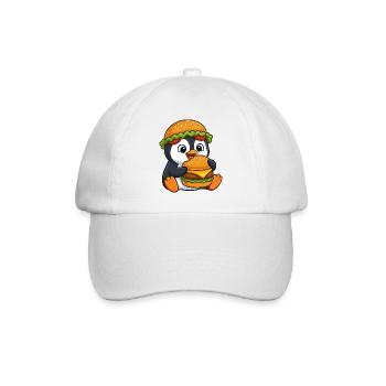 Pingouin mignon avec motif de dessin animé de burger - Casquette classique - blanc/blanc - Devant