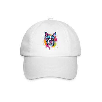 Art coloré de chien Boston Terrier éclaboussuré - Casquette classique - blanc/blanc - Devant