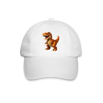 Oranger Pixel-T-Rex - Baseballkappe - Weiß/Weiß - Vorne