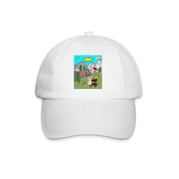 Funny Alpine Idyll Cartoon Holiday Mountains Mountains - Baseball Cap - white/white - Front