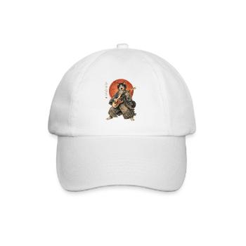 Japanese Cat Guitar Ukiyoe Music Anime - Baseball Cap - white/white - Front