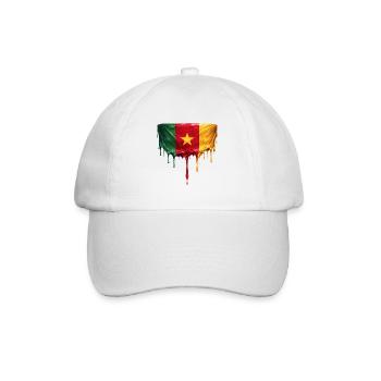 Cameroon Drop Flag Art - Baseball Cap - white/white - Front