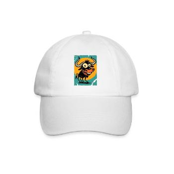 Funny bull in the circle of the sun - Baseball Cap - white/white - Front