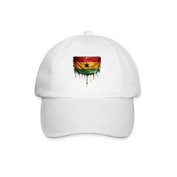 Ghana Flaggen Tropfenkunst - Baseballkappe - Weiß/Weiß - Vorne