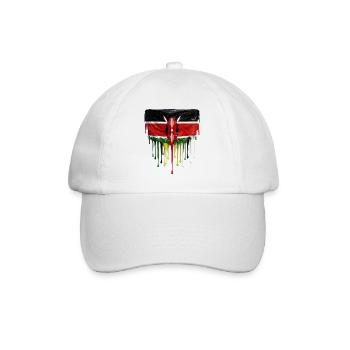 Kenya Flagge in Tropfenkunst - Baseballkappe - Weiß/Weiß - Vorne