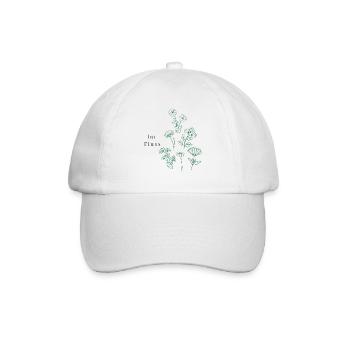 Yoga Spruch im Fluss, Blumen Design - Baseballkappe - Weiß/Weiß - Vorne