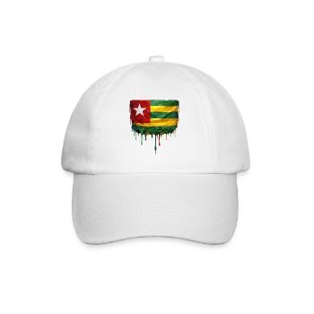 Togo Flagge Tropfenkunst - Baseballkappe - Weiß/Weiß - Vorne