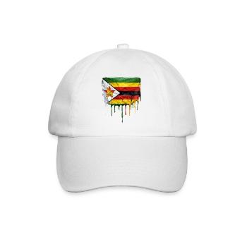Zimbabwe flag with dripping paint - Baseball Cap - white/white - Front