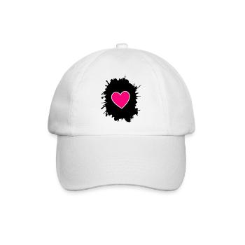 Magenta Heart on Black - Baseball Cap - white/white - Front